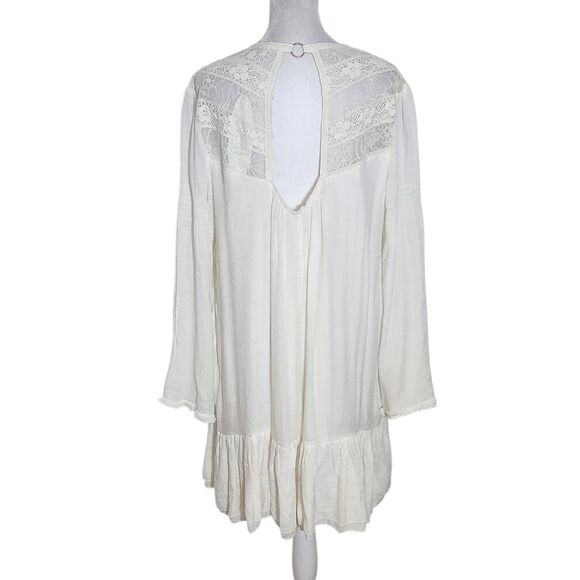 J. Gee Cream Boho Mini Dress NWT Size Large Ivory Lace Shift Style Boho Dress - Picture 2 of 14